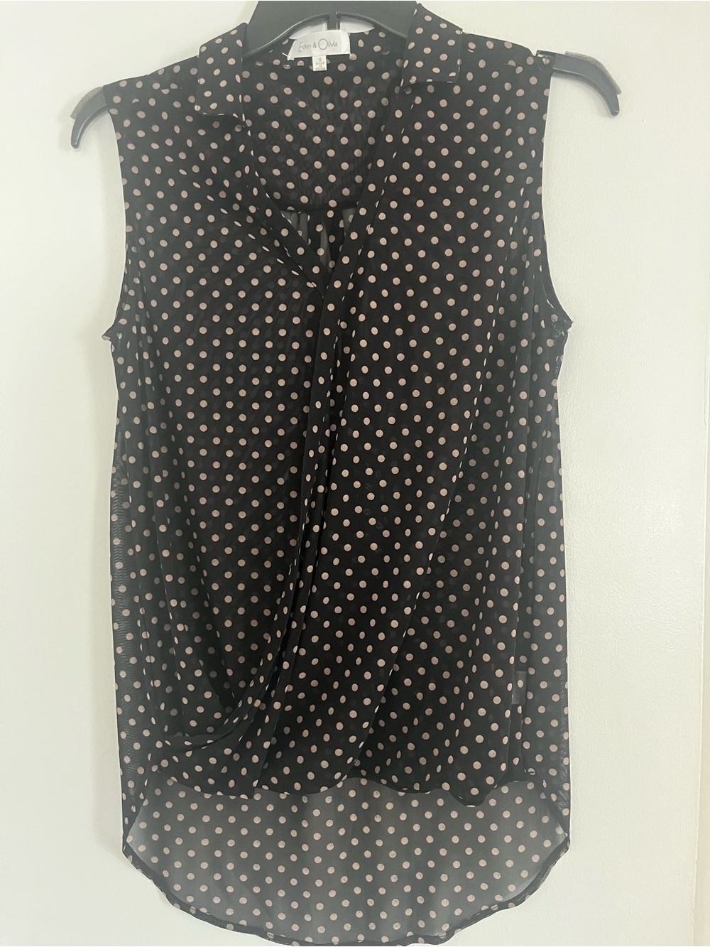 Eden & Olivia Black Sleeveless Polka Dot Sheer Blouse Size Small